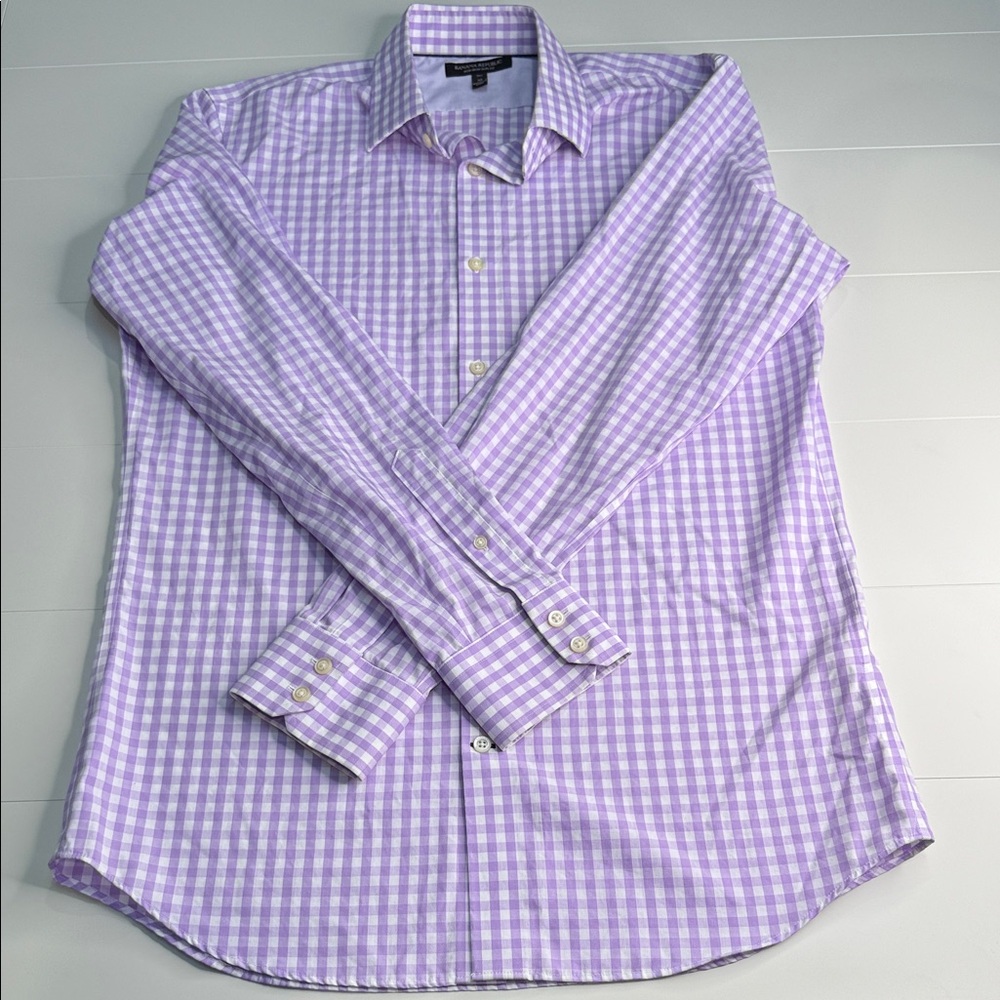Banana Republic Lavender Checkered Dress Shirt